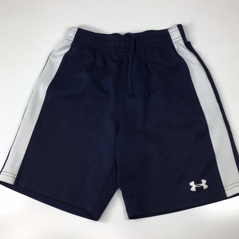 Under Armour Boys Blue White Athletic Shorts Sz JM
